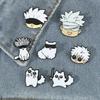 7 Stück/Set Gojo Satoru und Katze Emaille-Anstecker Anime-Charakter Augenmaske Manga-Anstecknadeln Abzeichen Metall-Anstecker für Rucksack Revers Schmuckzubehör