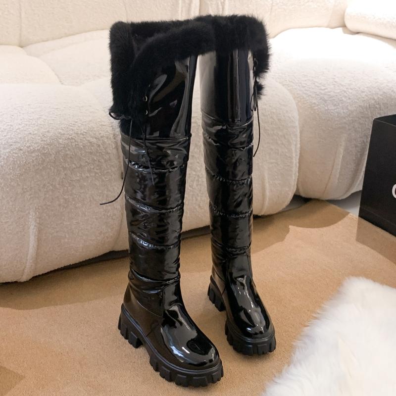 Hot Warm Snow Boots Women 2024 Winter Shoes Platform Over Knee High Rain Boot Ladies Casual Warm Fur Plush Long Shoes Waterproof