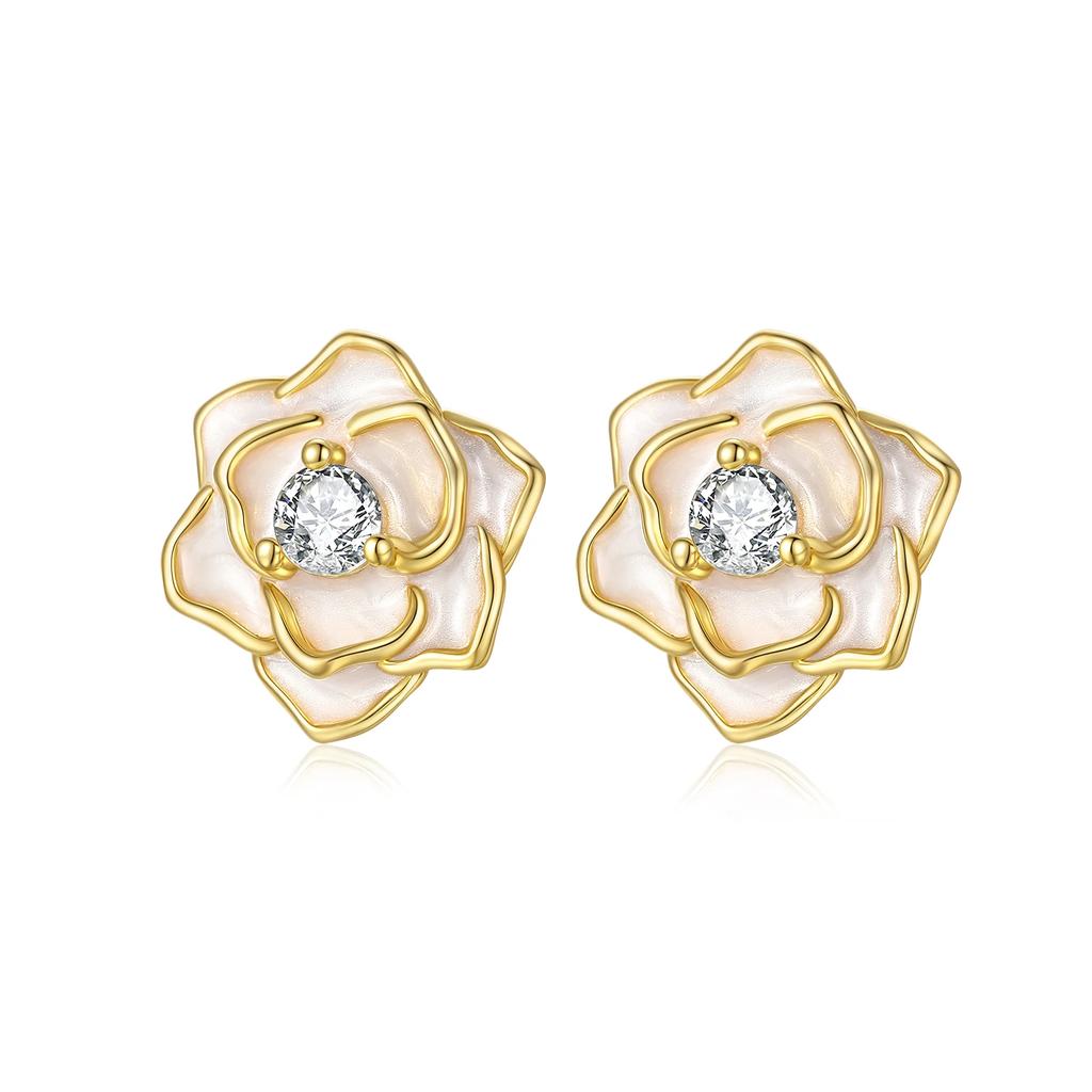 Original Earrings 925 Silver Fruit Series Cherry Strawberry Hoop Earrings Ear Studs Zircon Making Jewelry for Women Girl Party