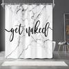 Marmurowa zasłona prysznicowa Tekst 'Get Naked' Sztuka Tekstu Nowoczesny Design Elegancka Dekoracja Łazienki Wodoodporna Drukowana Zasłona do Wanny Domowa Moda