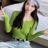 Spring Autumn Knitted V-neck Long Sleeve Slim Jumper Tops Women Sweater Pullover Solid Button Ladies Casual Shirts Soft Sweaters