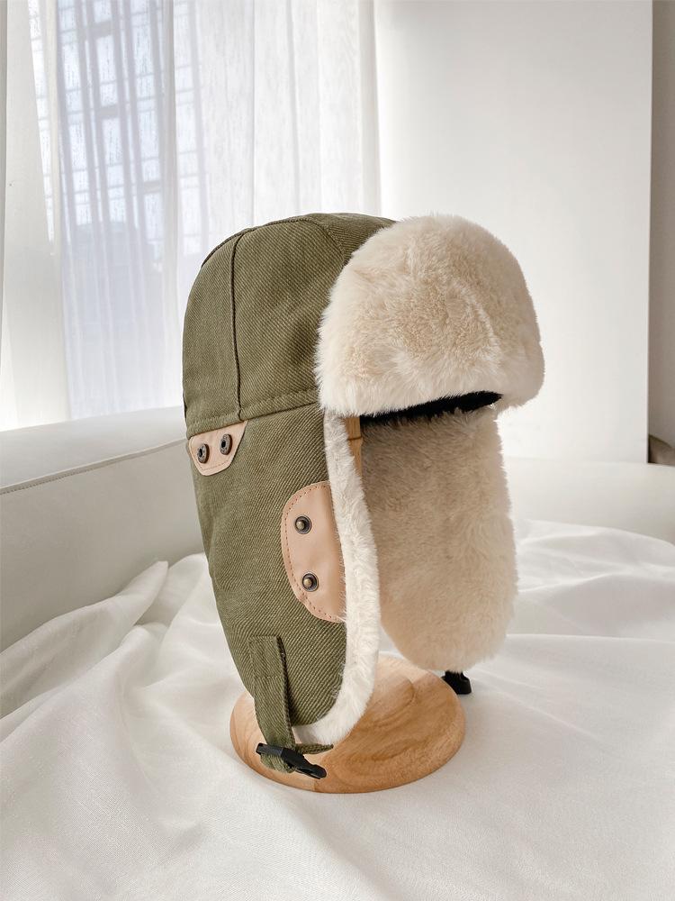 

Мила шапка з ведмежими вушками жіноча осінь та зима з теплою плюшевою шапкою білий захист вух пухната шапка Лей Фенга One Size