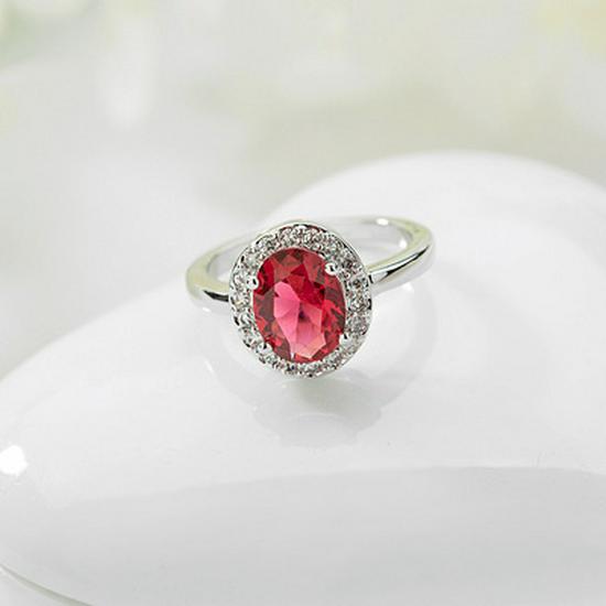 Elegant Pink Tourmaline & Zircon Oval Ring for Women