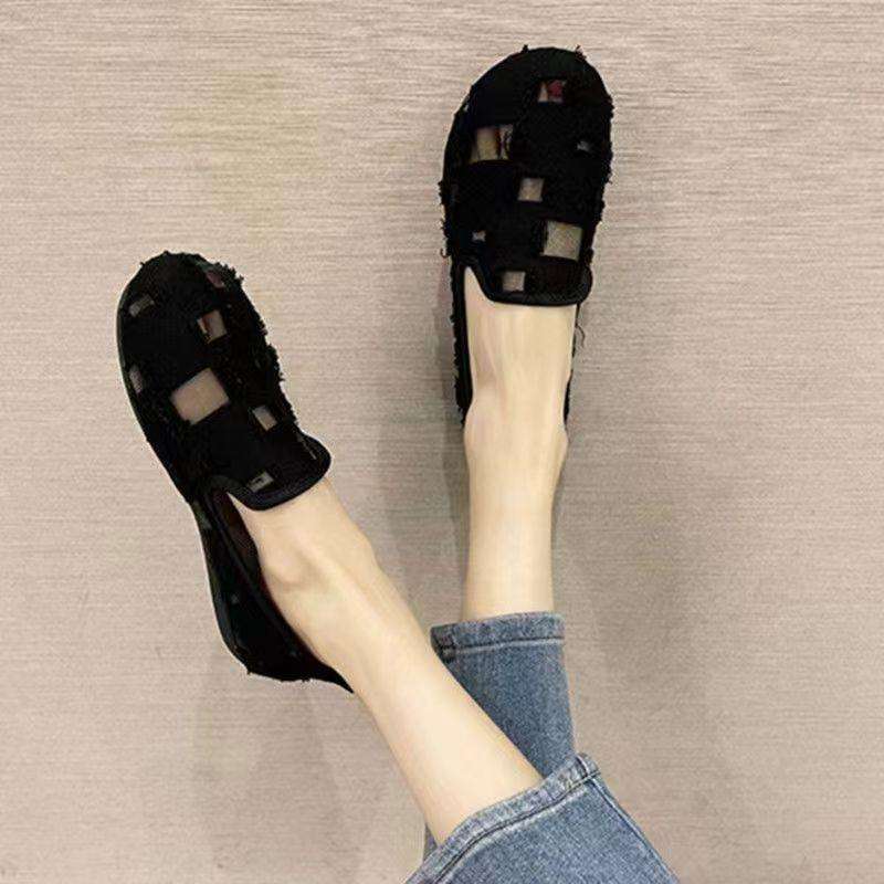 

Old North cloth shoes summer hole shoes flat-soled single shoes Doudou shoes mesh hollowed mesh shoes soft-soled shoes women s sandals 40