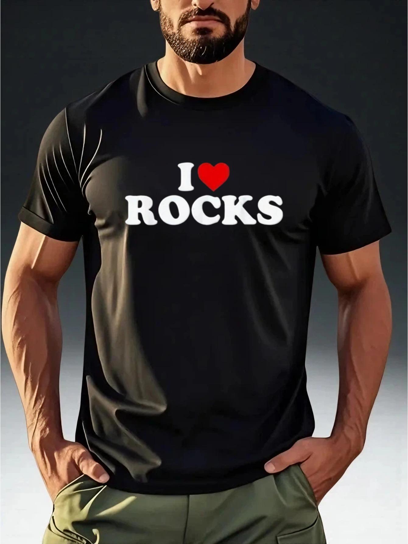 Men s Fashion T-Shirt with Rock Love Theme S