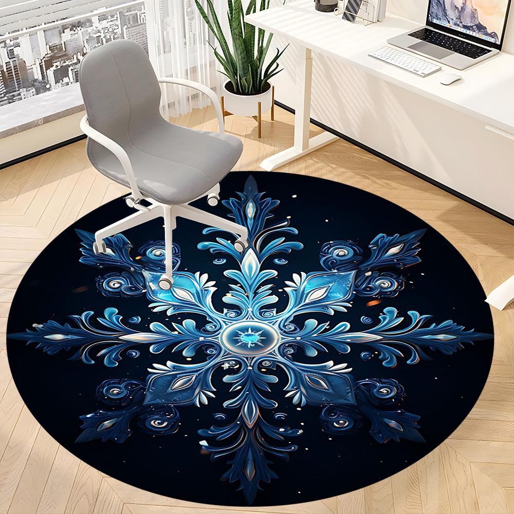 1PC Winter Fantasy Office Round Area Rug, Mat Suitable For Office, Under Office Chairs Bedroom Living Room Home Decor, Room Deco