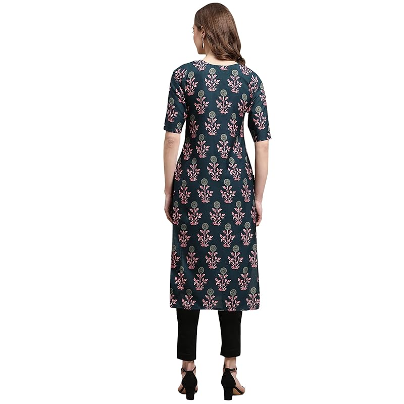 Pinkmint Women s Crepe Digital Print Straight Kurta (Pack of 5) [S-368-335-362-337-360-XL] 2XL