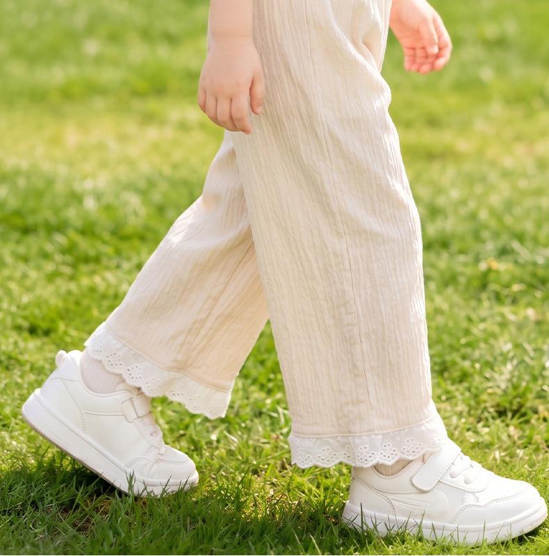 Girls' Stylish Lace Straight-Leg Pants - Casual Outerwear for Little Girls