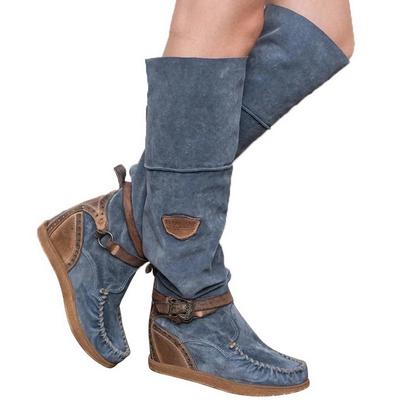 Damen Overknee Stiefel Hohe Stiefel Flach Flach 2025 Winter Damenschuhe Schnalle Fransen Warme Stiefel Dropshiping 896