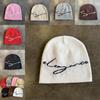 Knit Hat With Letter Pattern For Men And Women Warm Winter Outdoor Accessory