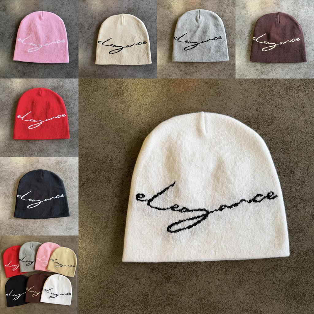 Knit Hat With Letter Pattern For Men And Women Warm Winter Outdoor Accessory