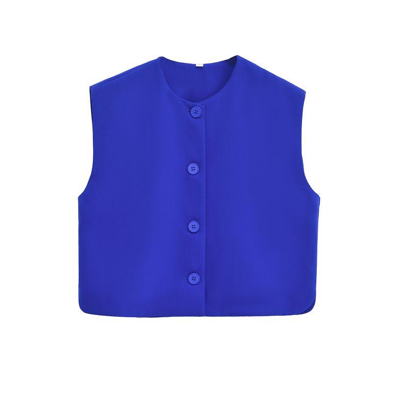 Jnleaog Autumn New Women's Clothing Fashion Style Stylish Fashion All-Match Decorated Row Button Vest Style Tops