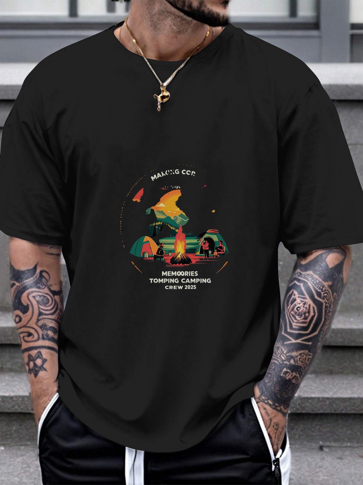 

1pc Camping Crew 2025 Mountain Sunset T-shirt XXL