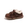 Korean Style Double Bow Furry Winter Shoes for Girls, Ages 1-6, Plus Velvet Cotton.