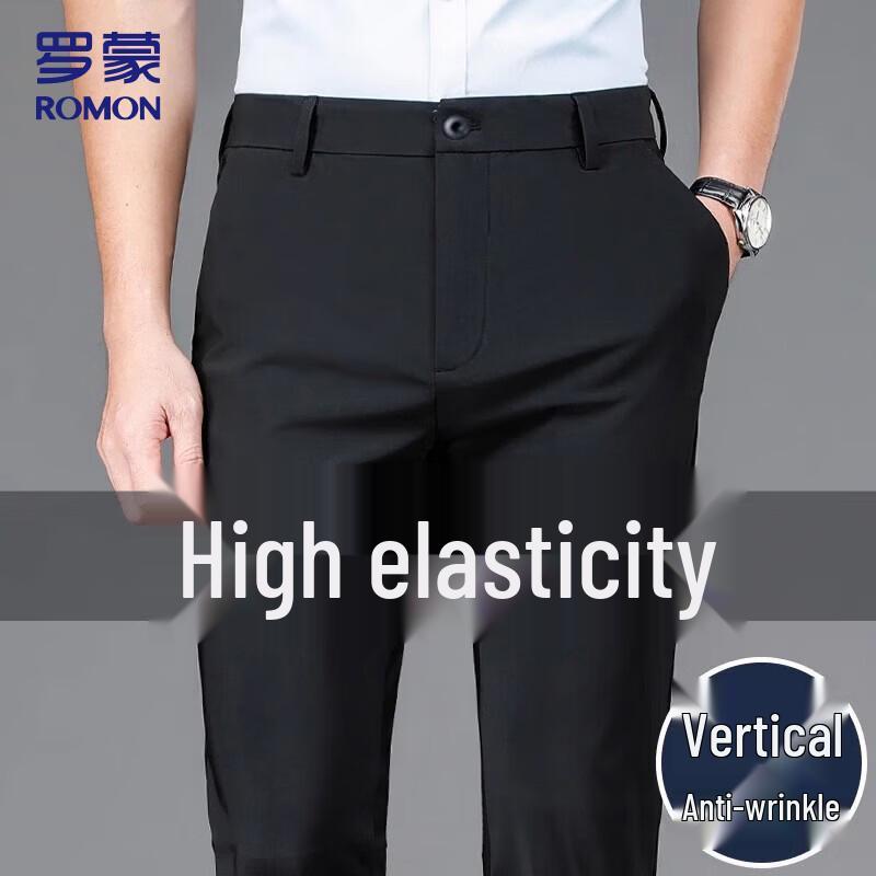 

Romon Men s Four-Way Stretch Straight-Leg Business Casual Pants 38