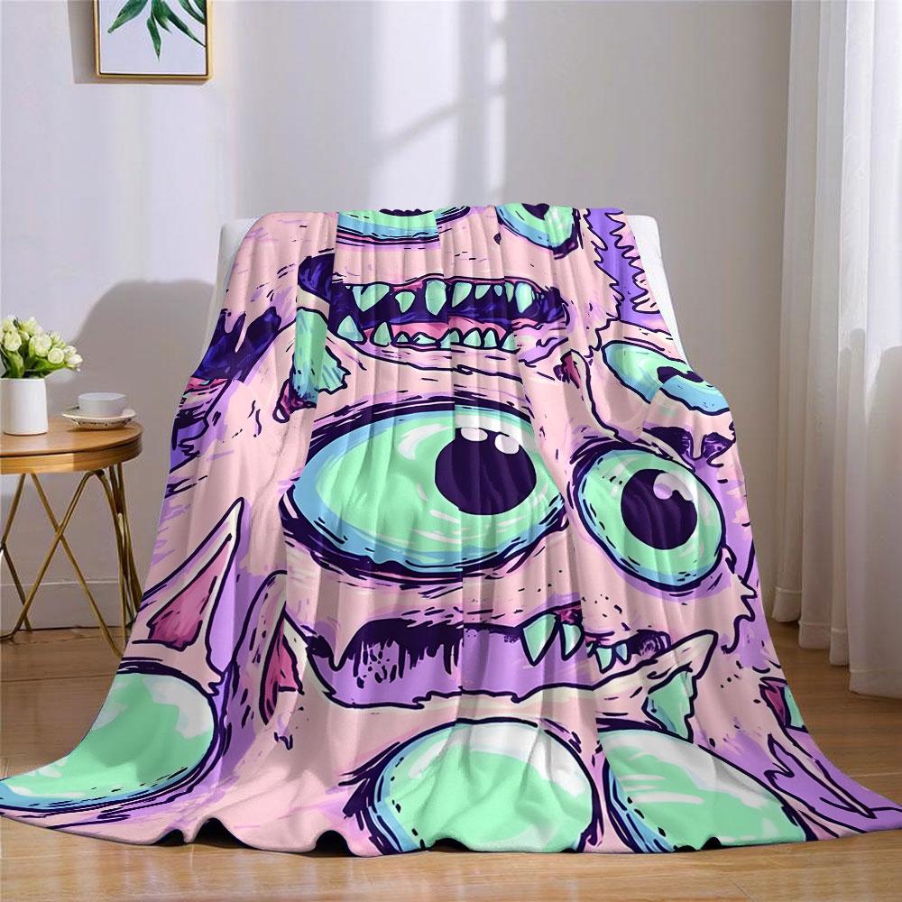 Pastel Zombie Monster Drip Printed Blanket Suitable for Sofas Beds Offices Travel Camping Chairs Warm Plush Blanket