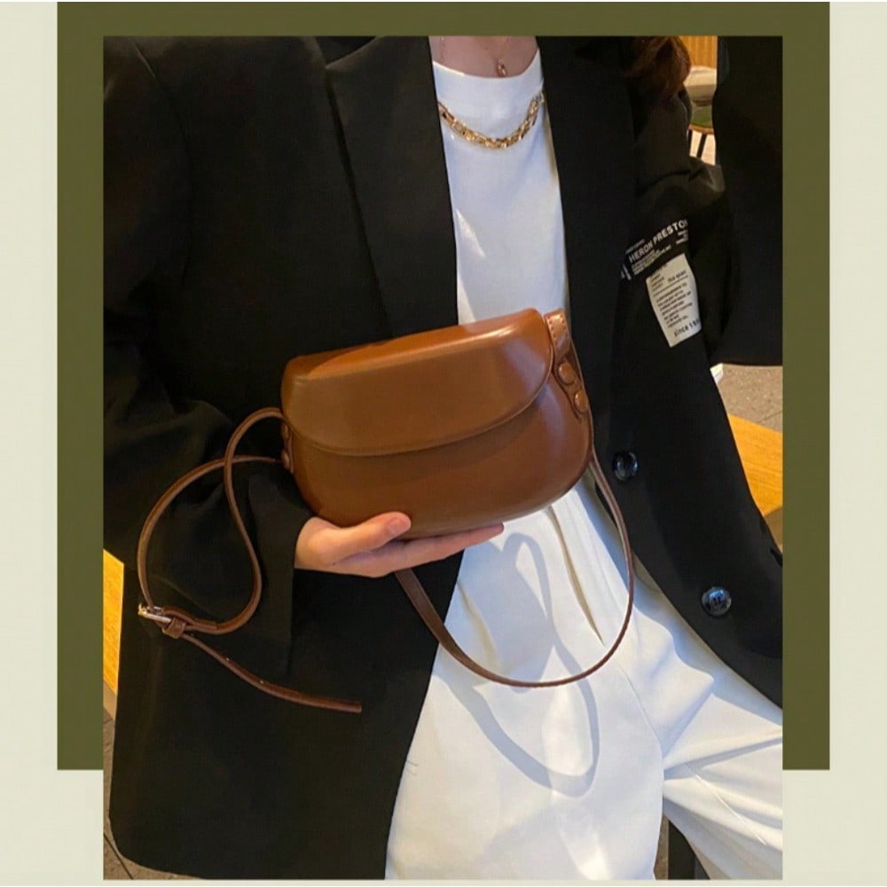 Pressure Case Bag Saddle Bag Women's Small Square Bag Solid Color Mobile Phone Bag Crossbody Bag
