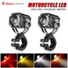 Pair 100W Motorcycle Headlight Fog Lights Led Auxiliary Driving Light Spotlight Headlamp Dual Color Flasher Farol Moto Fog Lamp