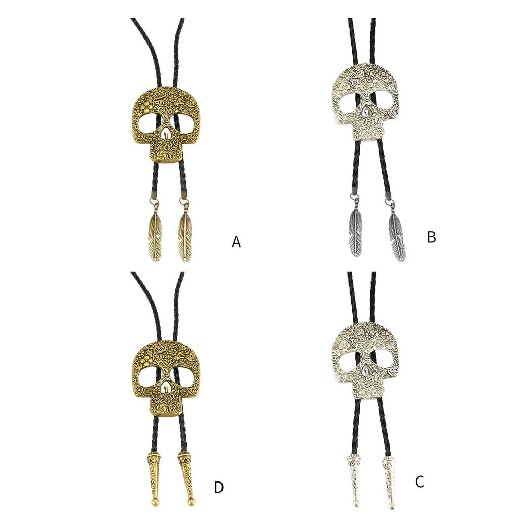 Cravate Bolo Cowboy Western Vintage Crâne Cravate Collier Punk Accessoire de Costume Américain Cravate Bola Western