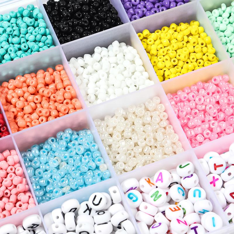 28 Grids Glass Seed Beads Kit Letter Beads Imitation Pearls Beads Alloy Shell Beads For Jewelry Making DIY Earrings Bracelet