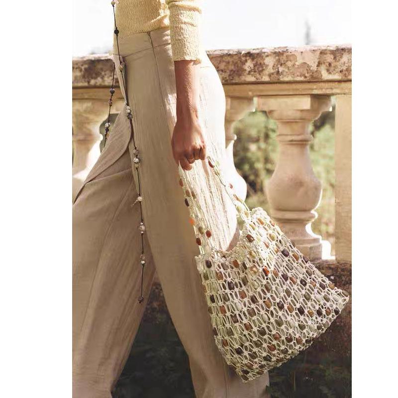 Woven Beaded Premium Feeling Soft Durable Fashion Exquisite Novelty Lightweight Luxury Commuter Outdoor Beach Crossbody Shoulder Tote Bag