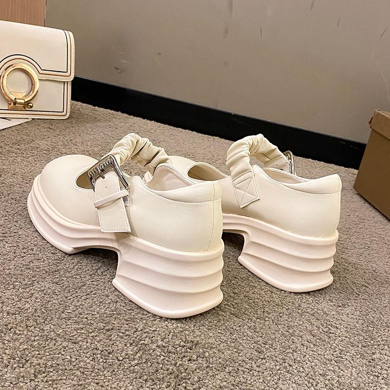 2024 New Lolita Shoes Women Dress Shoes Round Toe Flats Platform Mary Janes Shoes Genuine Leather Thick Bottom Lady Single Shoes