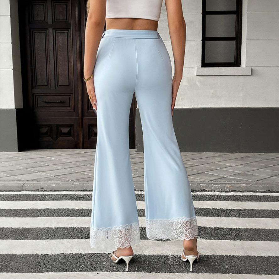 YYFS Women's Fashion Casual Solid Color Print High Waist Trousers Pants & Capris