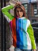 Damen Herbst Winter Langarm Pullover 3D Klassisch Gestreift Kariert Bedruckt Lässige Hoodies Mode Street Style Hoodies