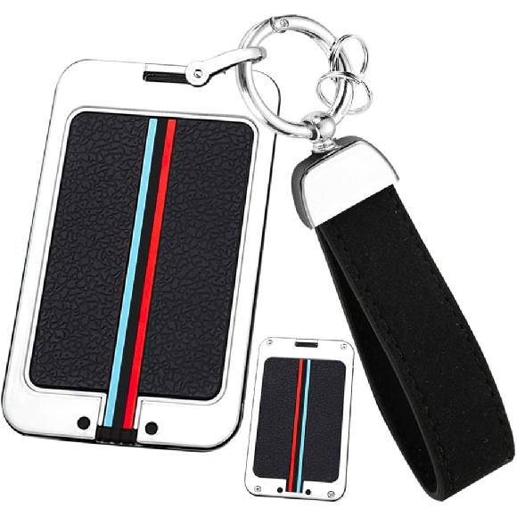 

ontto Подходит для BMW Digital Key Card Cover с брелоком для ключей, металлический каркас, силиконовый держатель для ключей, подходит для BMW 5 серии 535LE, нового 3 серии X7 Black-Braided-keychain