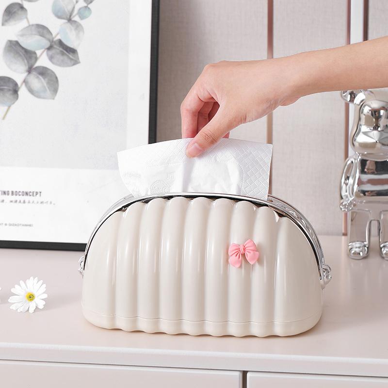 

Household Spring Napkin Box With Shell Shape Smooth Extraction Modern Style Tissue Holder Suitable For Living Room Decoration