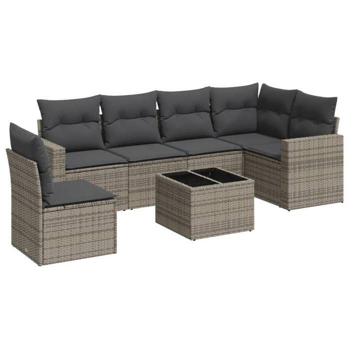 VidaXL Garden Lounge Set with Cushions 7 Pcs, Sofas with Adjustable Feet, Outdoor Furniture Set Patio Terrace, 3251377