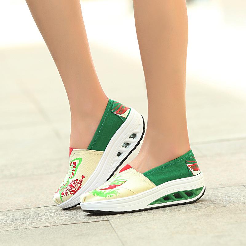 Fashion Women Canvas Sneakers Fashion Air Wedge Breathable Vulcanized Zapatos De Mujer Casual Loafers Comfortable Platform Sneakers