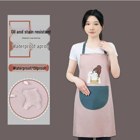 Waterproof Cartoon Apron with Large Pocket - Unisex, Oil & Stain Resistant