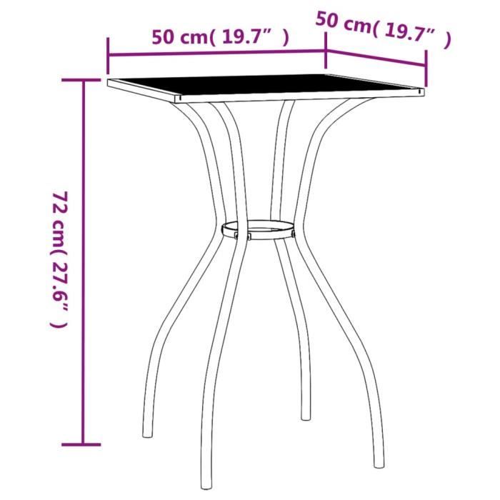 VidaXL Table de jardin anthracite 50x50x72 cm treillis d'acier 362730