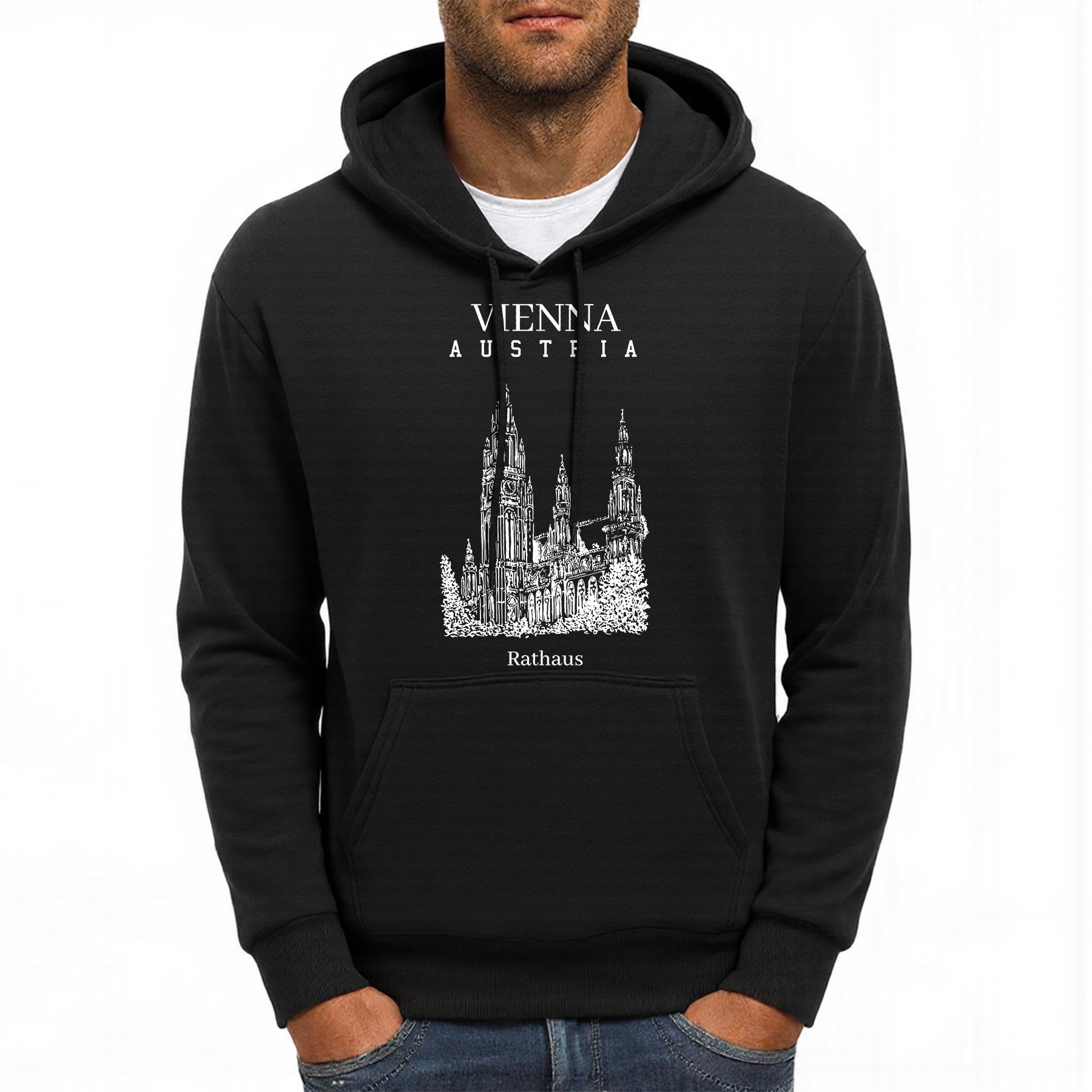 

Vienna Austria Rathaus Printing Hoody Men Hip Hop Autumn Hoodies Pocket Fleece Sportswear All-Match Oversized Male Hoodie 3XL