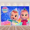 Cartoon Cute Cry Babiesed Birthday Party Decorations Lovely Blind Box Doll Backdrop Baby Shower Supplies Child Room Wall Hanging