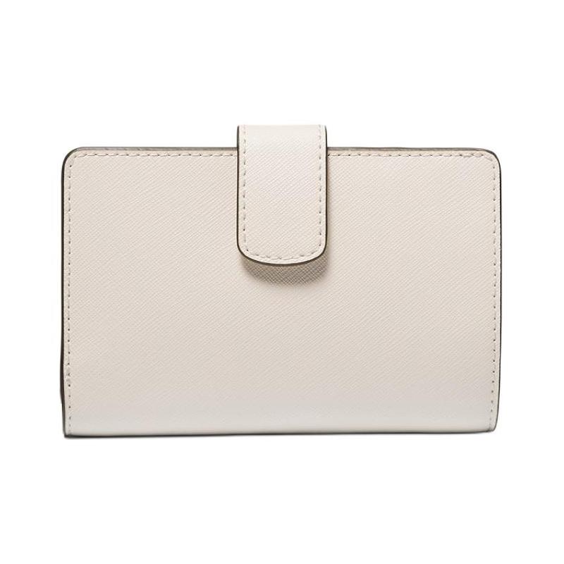 Michael Kors Jet Set Travel Logo Snap Closure Cow Leather Wallet Medium Women's Cream