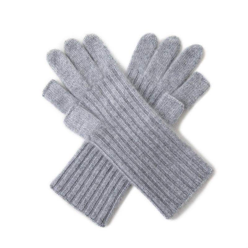 Cashmere Autumn and Winter New Style Unisex Pit Strip Leaky Finger Warm Cycling Windproof Knitted Five Finger Gloves