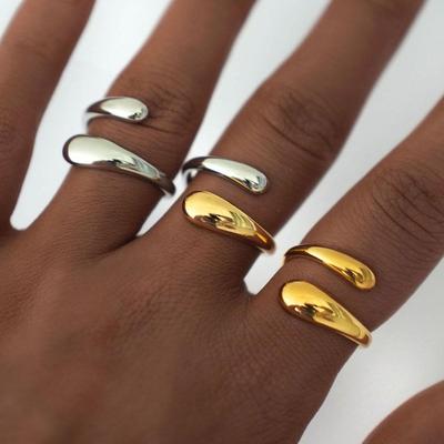 Anillo Abierto Geométrico de Acero Inoxidable – Diseño Europeo y Americano
