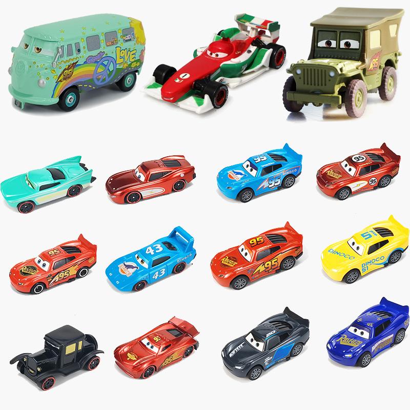 Pixar Cars 2 Giocattolo Saetta McQueen Jackson Storm Sceriffo Macchine da Corsa Dinoco Collezione Minivan Modello in Metallo Pressocolato Macchina da Corsa Bambini
