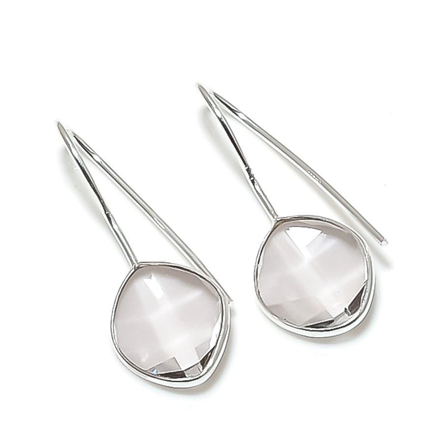 Natural White Topaz Gemstone 925 Sterling Silver Jewelry Earring 1.26 AE-12699