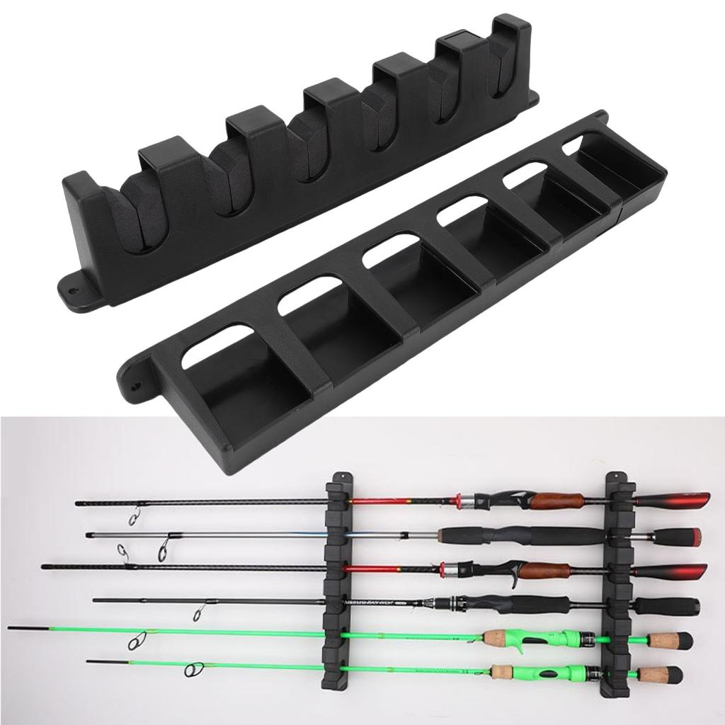 Fishing Rod Holder 6 Slots Wall Mounted Fishing Pole Storage Display Rack for Garage Home Shed
