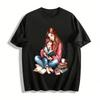 Warm Parent-Child Reading Print Casual Top Pure Cotton T-shirt