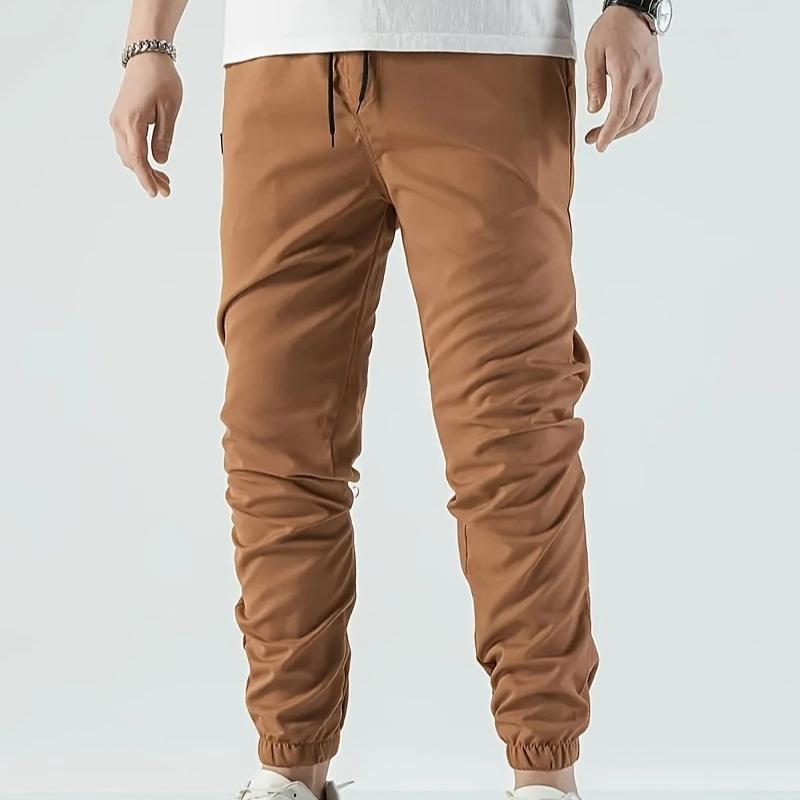 Four Seasons New Slim Casual Trousers Simple Leisure Pure Colour Spell Leather Trousers Micro Elastic Youth Popular Trousers
