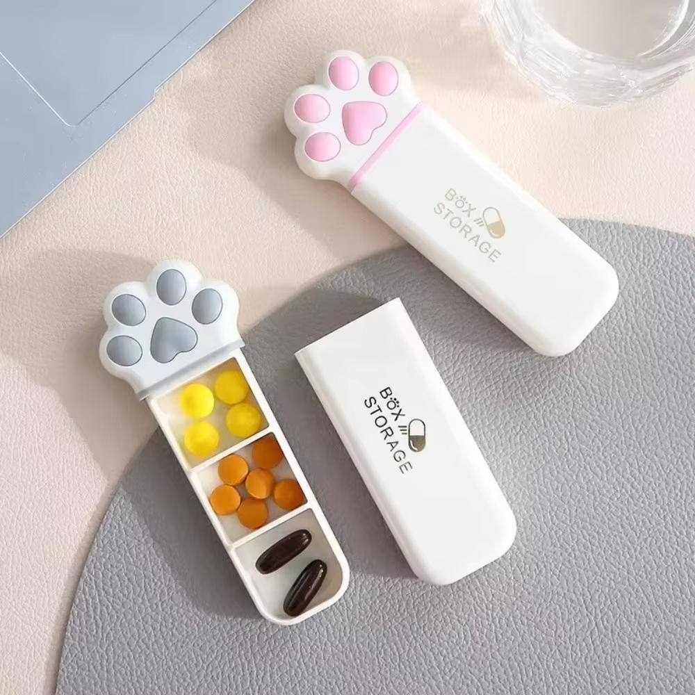 Mini Cat Claw Medicine Storage Box Portable Travel Daily 3Grids Pill Cases Pill Dispenser Box Fish Oils Store Small Items