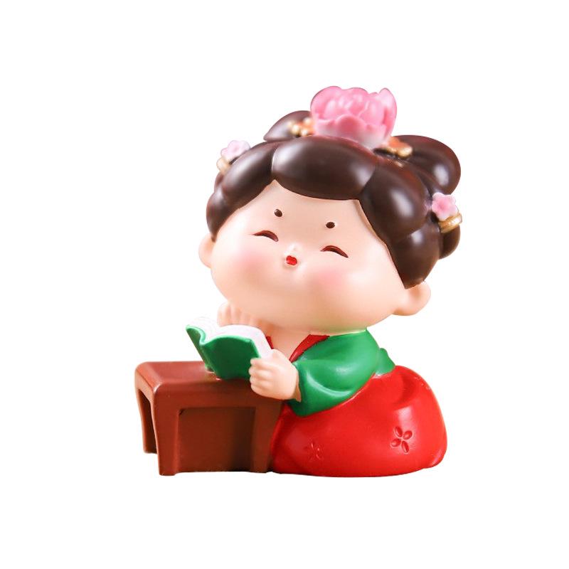 Creative Ancient Tang Lady Figurine: National Tide Style Desktop Ornament