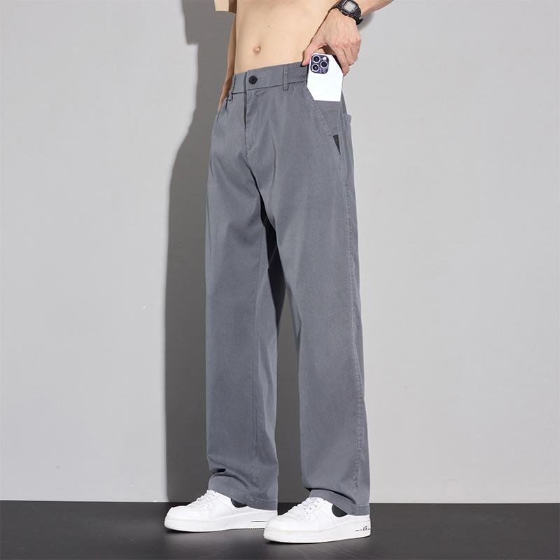 

Летние тонкие мужские повседневные брюки из мягкого лиоцелла, дышащие, модные, однотонные, простые мужские брюки, брендовая одежда 38