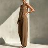 Women's Two Piece Set, Sleeveless V Neck Vest Top And Wide Leg Pants Matching Sets, Casual Business Office Work Outfits