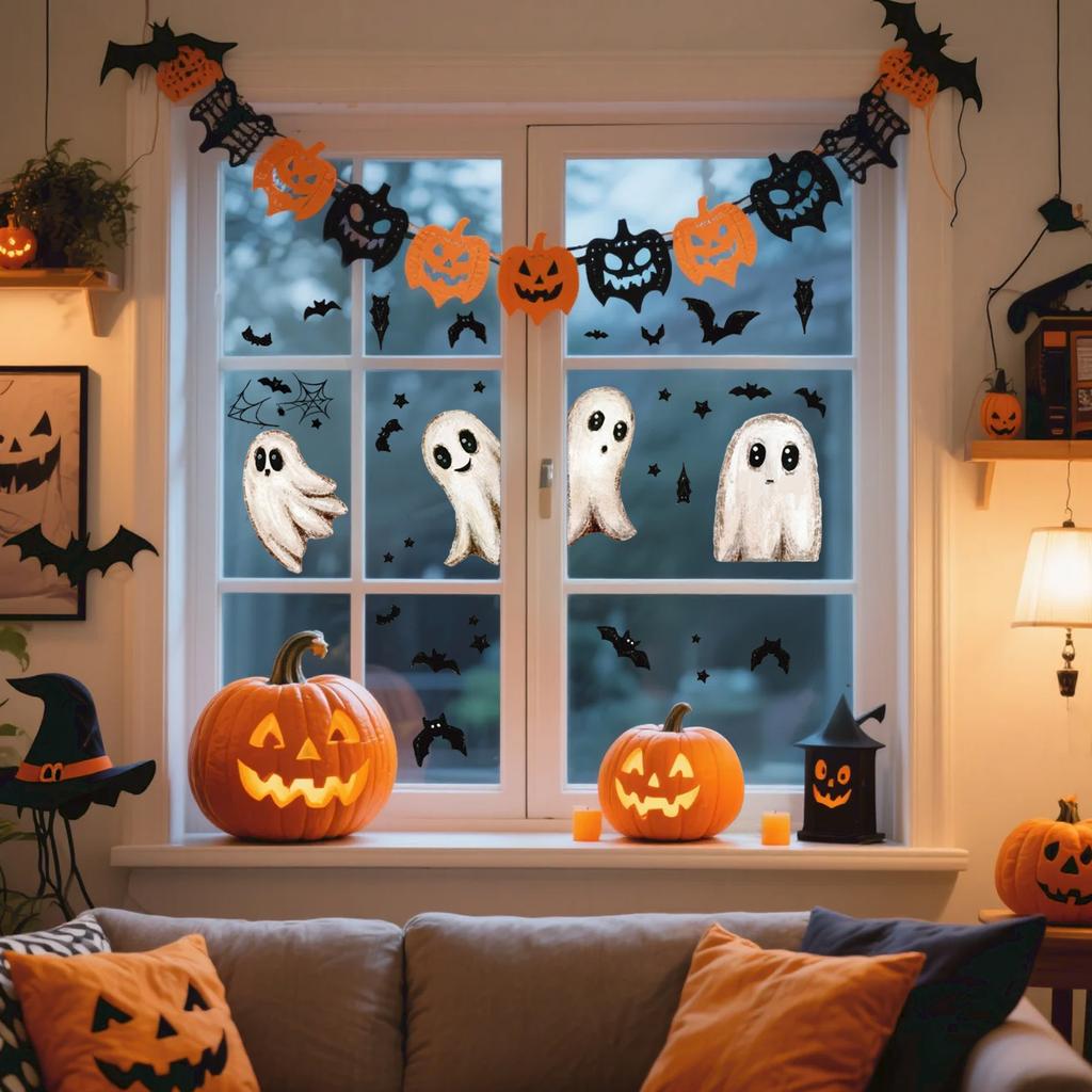 Static Cling Window Decals - Spooky Halloween Window Stickers For Indoor & Outdoor Decor