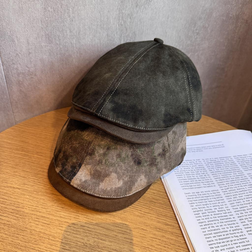Tie Retro Fashion Dye Pattern Neutral Beret Suitable For Fall And Winter